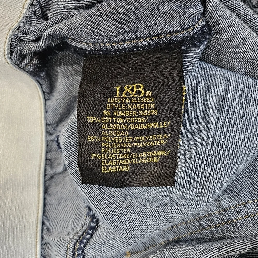 L&B Lucky & Blessed Ombre Wide Bell Bottom Dark & Light Denim Jeans Sz XL